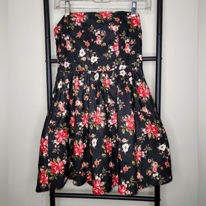 Vintage Forever 21 garden party floral strapless dress zipper boned corset RARE!